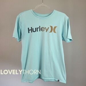 HURLEY // super soft light turquoise mint logo graphic short sleeved tee